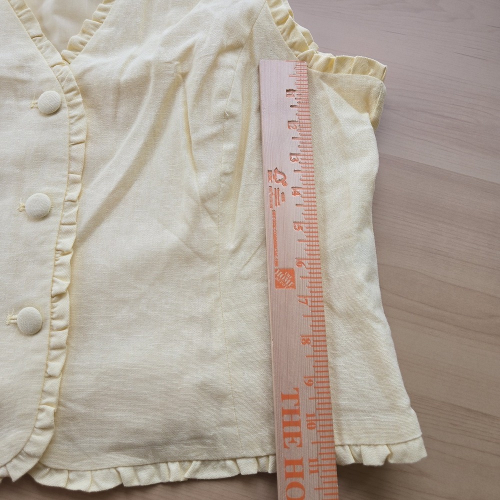 Rachel Zoe Women's Large Yellow Linen Blend Ruffle Trim Button Front Vest Top... - Picture 8 of 16